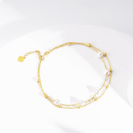 Chao Acer Pearlescent Yellow 18K Gold Bracelet Women's Pearl Gold Bracelet Morning Dew as a Birthday Gift for Girlfriend Chain Approximately 16cm + Tail Chain