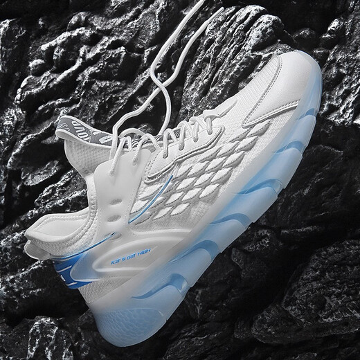 
Saibolun [Blade Dynamic Technology] Men's Shoes Breathable Blade Casual Shoes Men's Flying Mesh Sports Men's Shock Absorbing and Climax Shoes White and Blue 898 (Coconut Running Style) 43