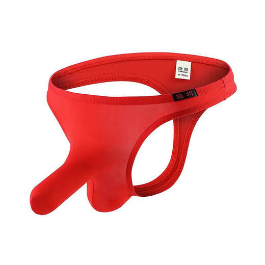 Pleasing underwear for men with empty back and exposed arms, sexy thong, comfortable ice silk gun bullets separated translucent men's S white