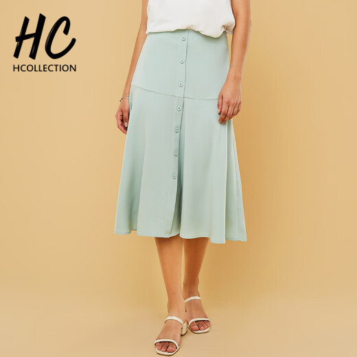 Hcollection2020 new autumn clothing women's high waist slimming skirt skirt HPV9304妦清水蓝L