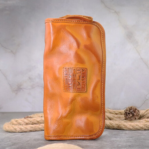 Geremen anti-theft brushed first-layer cowhide hand-stitched handbag wallet clutch bag men's long wallet ZR002 dark coffee color Geremen anti-theft brushed first-layer cowhide hand-stitched handbag wallet clutch bag men's long wallet ZR002 dark coffee color