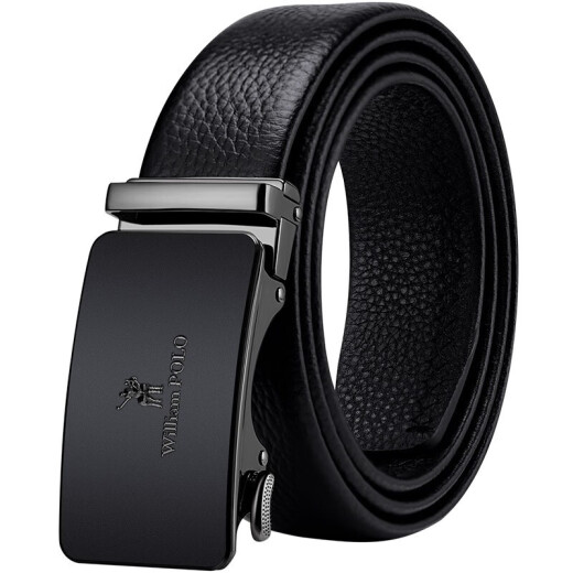 WILLIAMPOLO Paul men's belt men's leather belt men's belt birthday gift for boyfriend husband father black 120cm (other sizes take black 1) default