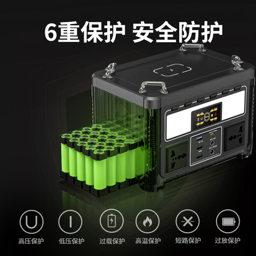 Biejing outdoor power supply 220V college student dormitory game notebook ups power supply emergency backup power supply energy storage small power station power reduction with socket charge and discharge technical secondary school battery 600W 360Wh/0.36 kWh mobile office model