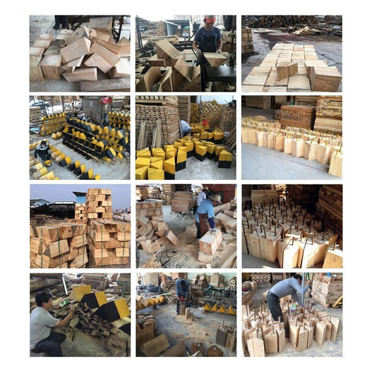 Car triangular wood solid wood anti-skid stopper tire positioner parking wood large truck triangular wood pad wood car stopper 30*30*15cm (for medium and large trucks)