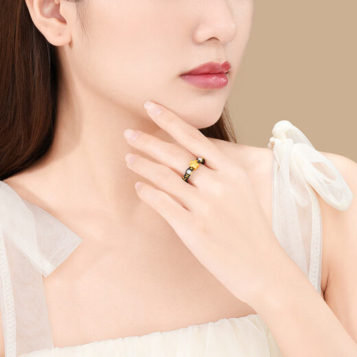 Chao Acer Sanrio big-eared dog gold pearl ring pure gold star ring birthday gift for women star elastic rope