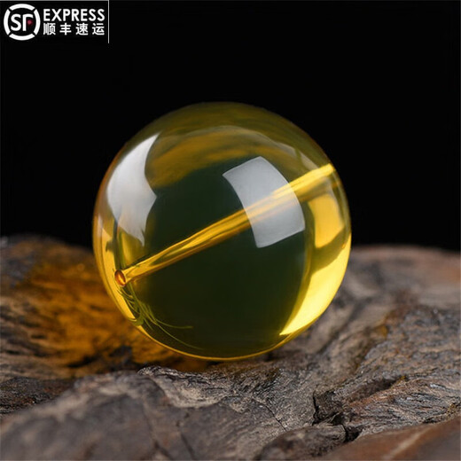 Qinrui 5A blue amber loose beads round beads purified gold orchid amber single beads multi-bead Buddha beads bracelet star and moon bodhi accessories 23mm