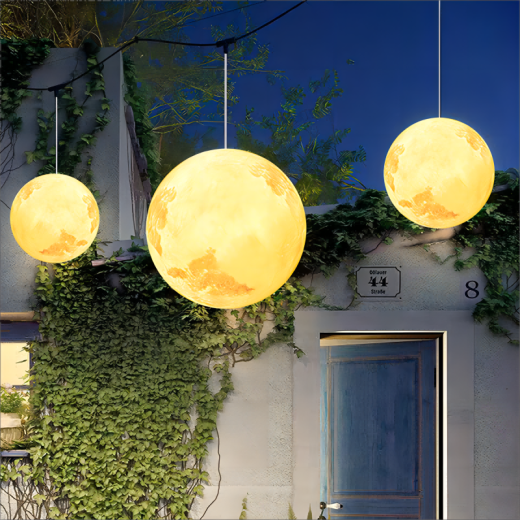 Country Road Outdoor Chandelier Moon Moon Lamp Bedroom Restaurant Children's Room Living Room Outdoor Waterproof Garden Solar Garden Lamp Moon - Electric Model + 12 Watts - 30cm Intelligent Light Control