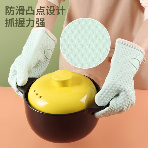 Baijie kitchen anti-scalding bowl clamp, plate clamp, casserole clamp, plate lifter, stainless steel anti-slip household anti-scalding gloves set, 2-pack of anti-scalding gloves