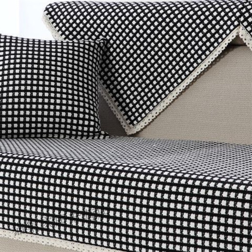 Runhuanian cotton and linen sofa thickened non-slip all-season universal cotton thread solid wood simple modern color fabric sofa towel cover color strip 110*210cm