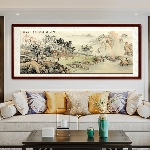 Shangdetang hand-painted landscape painting, living room hanging painting, decorative painting, landscape painting, sofa background wall calligraphy and painting, office high-end ink painting, customization, contact customer service (message customer service for frame color), framed 165*85cm