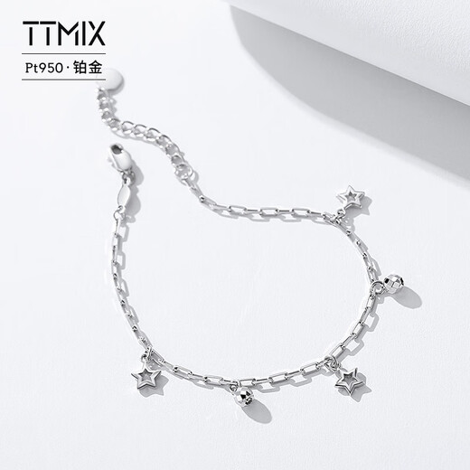 TTMIX platinum bracelet for women PT950 platinum star cross buckle chain fashion jewelry for girlfriend 4.8-5.0g 16+3cm