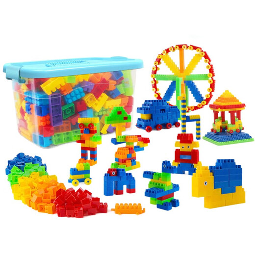 艾福儿儿童塑料宝宝积木拼装拼插男女孩3-6岁智力玩具儿童节礼物 经典色100颗大颗粒收纳盒装