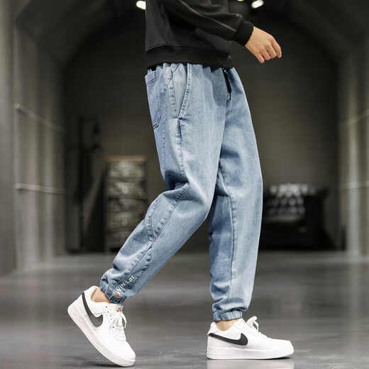 Fandi Fashion M-8XL Overalls Men's Extra Large Size Fat Jeans Loose Large Size Harem Pants Plus Fat Plus Size Men's Trousers KN983 Black