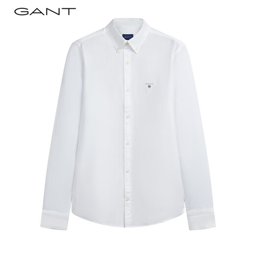 Gant / Gantt Spring Cotton Shirt Top Simple et polyvalent blanc Broide Logo Bouton Collier à manches longues Men 110 White L