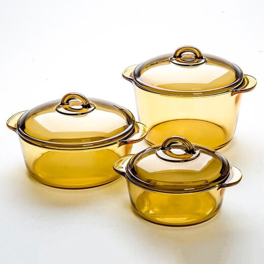 Lemeiya France imported amber transparent glass pot soup pot stew pot direct burning pot 1L 1L-L7539 (gift box)