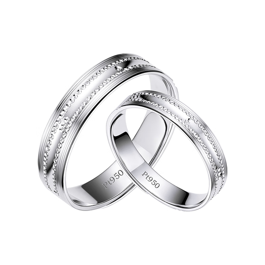 Pt.Charm Platinum Pt950 Lifetime Ring Couple Ring Plain Ring Platinum Men's and Women's Proposal Engagement Ring Live Men's Ring 4.5-4.6g Ready Stock