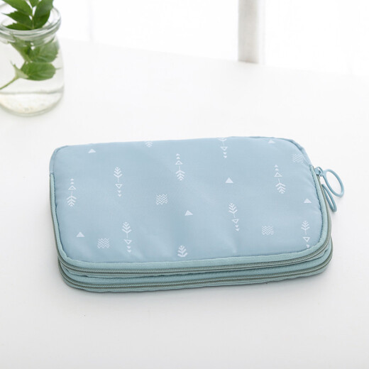 Xinqin travel double-layer document bag travel passport bag multi-functional storage bag travel supplies lake blue