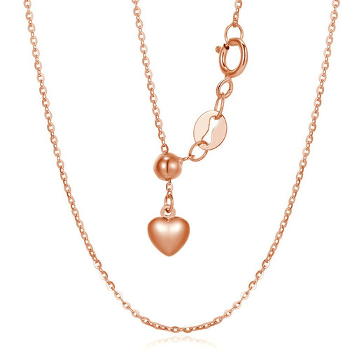 Mengjinyuan 18K gold necklace AU750 colored gold Chopard chain plain chain rose gold love O-shaped chain for your girlfriend, weighing about 1.30g46cmK red O-shaped chain