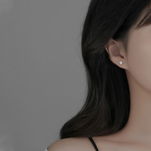 Dingjing 3 pairs pack 999 pure silver earrings for women, super flash, compact mini ear bone nails, ear piercing, student earrings, zircon earrings, simple and high-end, no need to remove silver jewelry