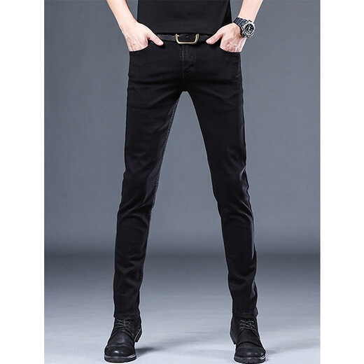 
Pier Cardin 2025 spring and summer jeans men's casual slim feet men's pants Korean style trendy versatile pants men 1048 black 28