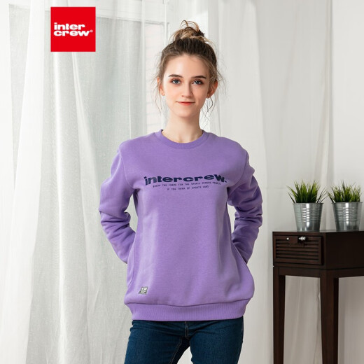 intercrew sweatshirt women's 2021 spring and autumn Korean style women's fashion casual printed round neck sweatshirt women ITU4TM31G purple 90/M