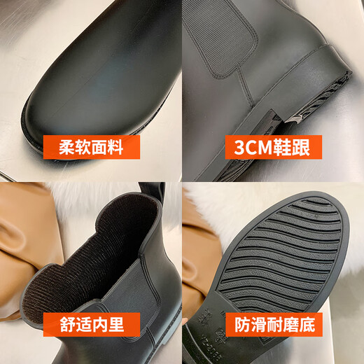 雨靴女时尚百搭雨鞋短筒防雨防滑水靴低帮成人外穿水鞋保暖防水鞋 绿色 36