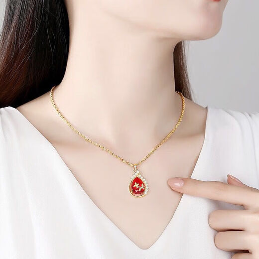 Sui Yu Xian Salt Necklace for Women Phoenix Peacock Gold Pendant Beads Jewelry Gift for Couples Phoenix Ruby + Necklace