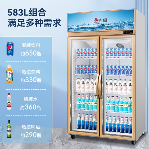 志高（CHIGO）展示柜商用 酒水饮料冷藏保鲜柜超市酒吧便利店冷柜水果啤酒风冷无霜展示柜 白色丨双门直冷丨698升