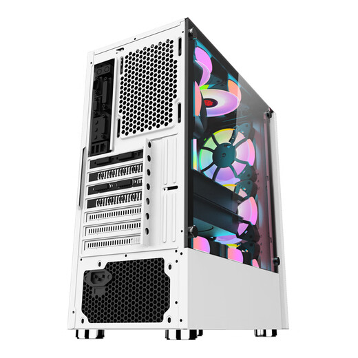 玩嘉 铠甲皮卡丘电脑机箱ATX玻璃侧透电竞游戏matx炫酷网吧主机箱（支持120/240冷排） 铠甲白色+6极光风扇