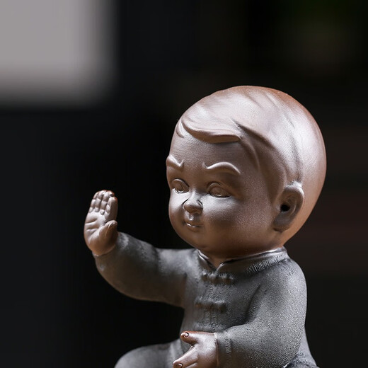 Jiuzao's creative purple sand tea pet little monk ornaments can cultivate the Zen spirit of the little novice monks tea ceremony tea play tea art tea room table decoration black gold sand-Dapeng spreads wings/CYY