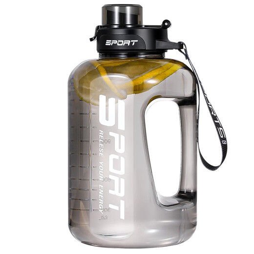 WINTERPALACE Large Capacity Plastic Water Cup Men's Sports Fitness Water Bottle Outdoor Dundun Bucket Portable Dayton Cup Water Bottle Tonton Black 1700ml