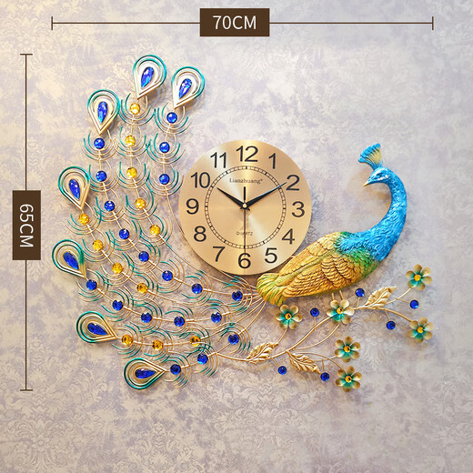 Tutuju TV Decoración de la pared de la pared Sala de estar de la pared de la pared European Pavo Pavo Peado Reloj Creative Modern Decorative Reloj 2694 (90*53*24) Rectangular