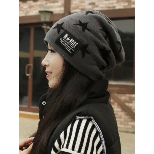 智兜兜年轻妈妈女帽冬款帽子女秋冬百搭韩版潮保暖加绒包头帽时尚女士妈 2只装(6049咖+6052黑色) 内衬加绒