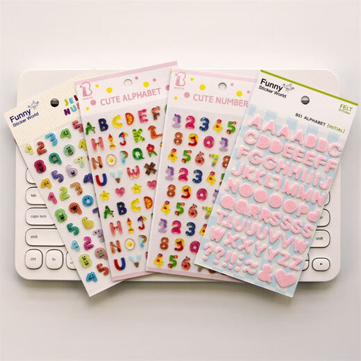 
Shantou Lincun Korean stickers English alphanumeric hand account mobile phone case three-dimensional children's cute decorative stickers two blue letters