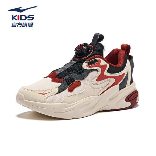 Hongxing Erke (ERKE) children's shoes, boys' and girls' sports shoes, children's medium and large children's knob buckle casual shoes, warm linen/black 33