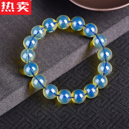 SNQP Dominican 5A water purified blue amber single circle bracelet, beeswax amber round bead bracelet, Dominican 16mm