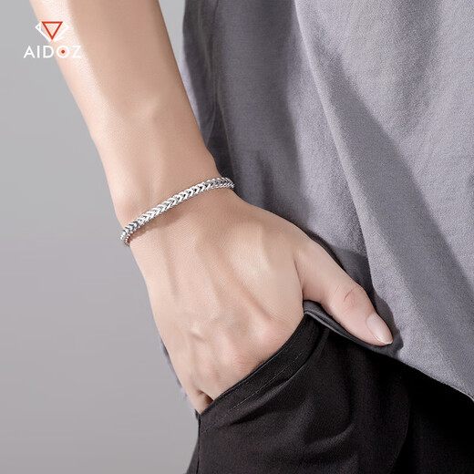 Aido Diamond Platinum Bracelet Men's Boutique PT950 Platinum Keel Bracelet Wide Face Thick Fashionable Boss Bracelet Weight 31.16g Length 19cm Width 4mm