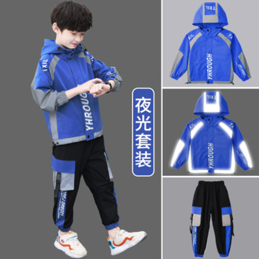 Aernita (Aernita) children's clothing boys' suit spring and autumn style medium and large children's clothes casual sports two-piece set 3-15 years old P style white 140 size [recommended height is about 1.3 meters]