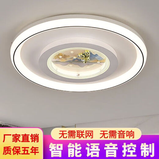 Zhijiahui fo Zhongshan Beleuchtung Flaggschiff Wohnzimmer Helles Schlafzimmer Leichtes Schlafzimmer hell intelligente Sprachsteuerung Licht Deckenleuchte 6187 Frisch pastoraler Stil Quadrat 47*47 cm [Drei Farbton Lichtwechsel] Wandsteuerungsschalter