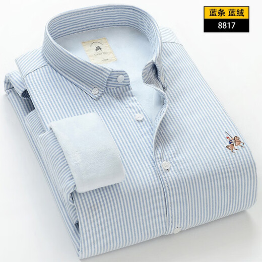 
Colombass winter plus velvet thickened warm shirt men's long-sleeved plaid shirt solid color middle-aged men's business casual pure cotton Korean style trendy shirt 9903 blue gray 40/175/L