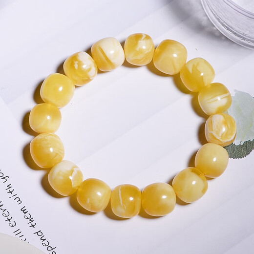 Xuanxia, with certificate, natural raw mineral beeswax old-style bead bracelet, Russian material amber single circle bracelet, men's and women's collection gift, bracelet bead diameter is about 10 mm (with certificate)