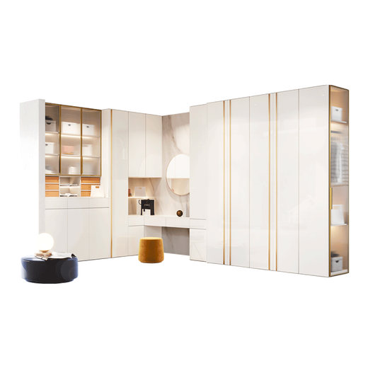 Baidusheng whole house customization modern light luxury overall bedroom sliding door wardrobe glass cloakroom customization. The price of the glass door is additional yuan/square meter (calculated based on the projection area)