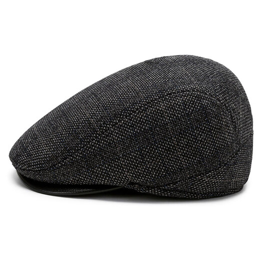 Mo Zilan autumn and winter new plaid woolen forward beret men's middle-aged and elderly plus velvet duck hat black L58-60cm