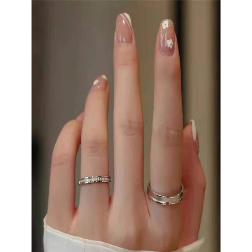 Zhou family's same style Dafu Zhou sterling silver ring s999 for a couple, niche live engraving, birthday gift for boyfriend and girlfriend, paper short love, long live couple, pair certificate + gift box +