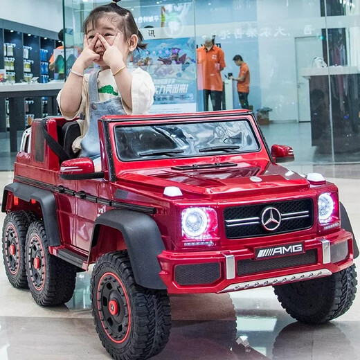 Yijing Benz Big G children's electric car four-wheel remote control swing can sit adults, children and babies off-road parent-child toy car, top equipped with paint powder + six-wheel drive soft wheel remote control swing + leather seat Bluetooth + can sit adults