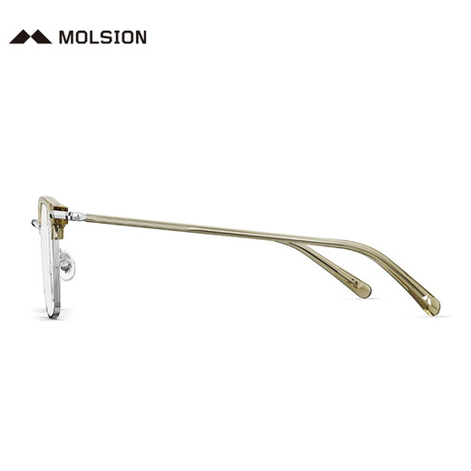 MOLSION陌森眼镜眉架肖战同款男女眼镜框配度数防蓝光MJ6180 B80银色|橄榄绿 框+优可视防蓝光1.60片(600度内)