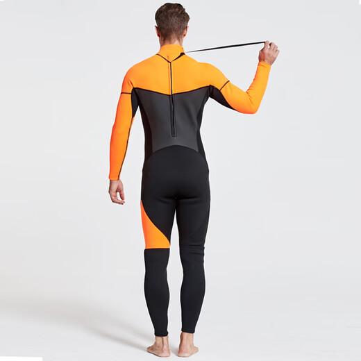 SBART 3MM diving suit one-piece thickened cold-proof and warm winter swimsuit deep diving snorkeling surfing sports fishing suit training suit 1070 men's orange 3mm 2XL