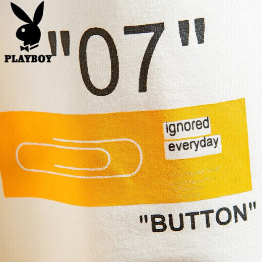 Playboy (PLAYBOY) sweatshirt men's autumn long-sleeved T-shirt men's jacket men's trendy loose hooded tops 309 white XL