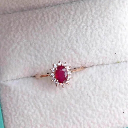 Mai Bao Fang Bi, Xi ring light luxury retro Japanese red rose gold artificial ruby female inlaid with diamond pigeon blood red ruby ring opening adjustable