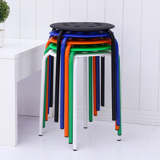 Huakaizhixing stool chair plastic stool household simple thickened dining chair bench high stool round stool black